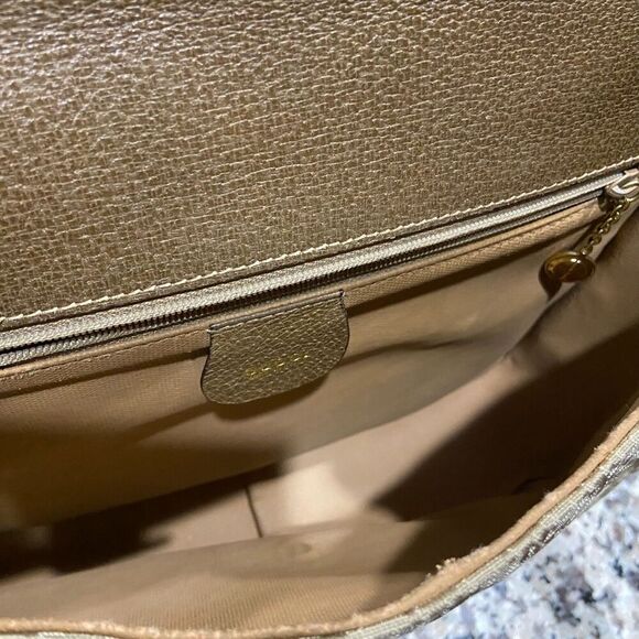 Gucci Vintage Authentic G Jacquard Canvas Leather Crossbody Bag Gold Hardware - Picture 7 of 13